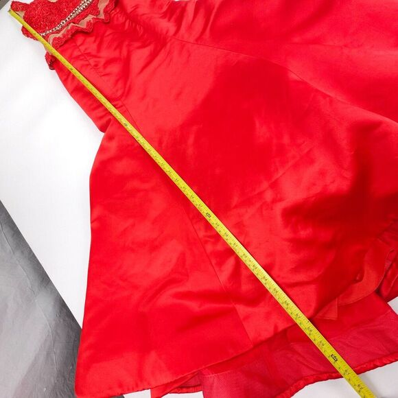 Sherri Hill 32033 Illusion Mesh Rhinestone Embellished Mermaid Prom Gown Red 6 - Picture 5 of 10